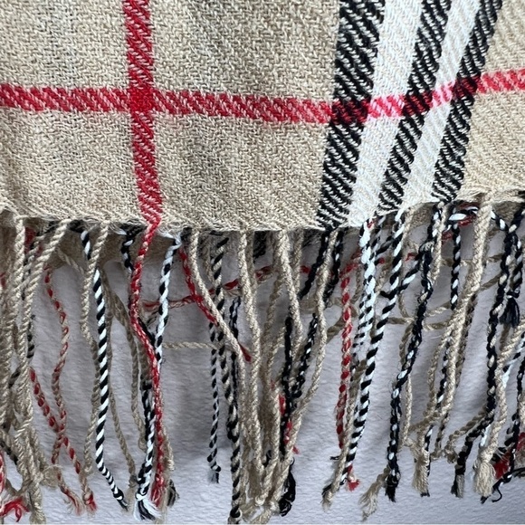 Beige Plaid Pashima Cashmere Unisex Scarf Women’s Men’s Luxurious Soft - Picture 9 of 10